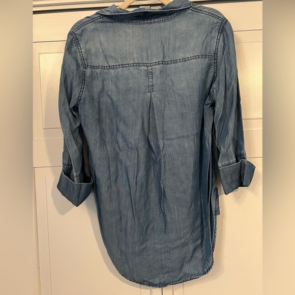 Velvet Heart Tencel Button 3/4 Cuff Sleeve Chambray Denim Small - Picture 3 of 4